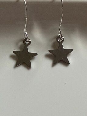 Nickel Free Silver Star Drop Earrings